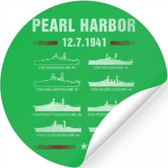 Pearl Harbor Battleship Memorial Day December 7Th Stickers