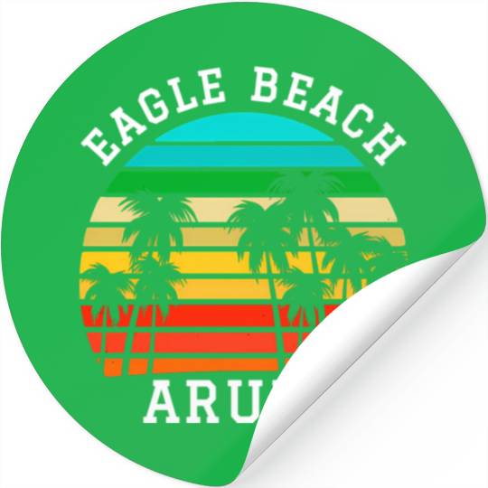 Eagle Beach Aruba Family Vacation Sunset Palm Stickers