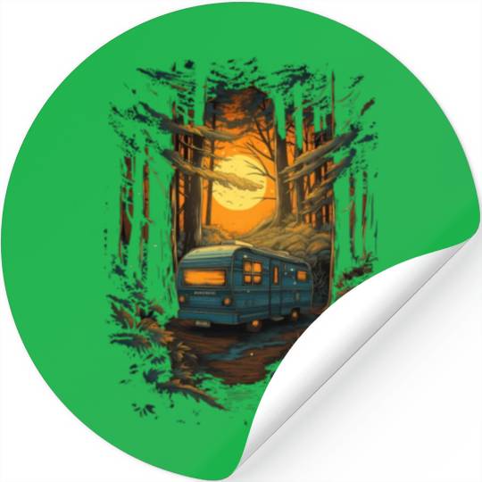 Rv Camping Camper Caravan Motorhome Forest Stickers