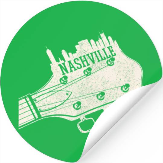 Nashville Guitar Skyline Country Music City Stickers
