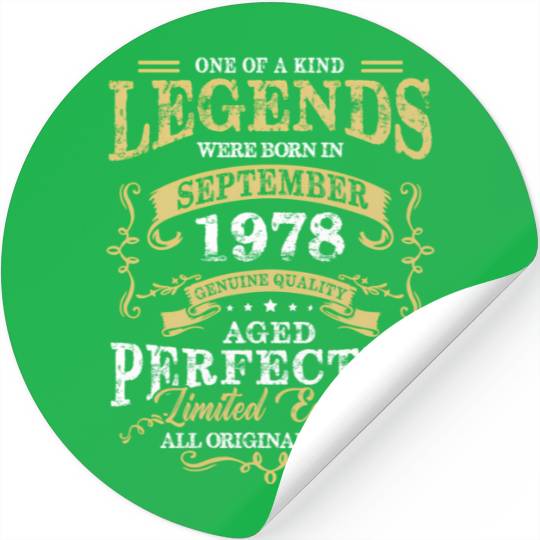 Legend Born In September 1978 45Th Stickers 45 Years Ol