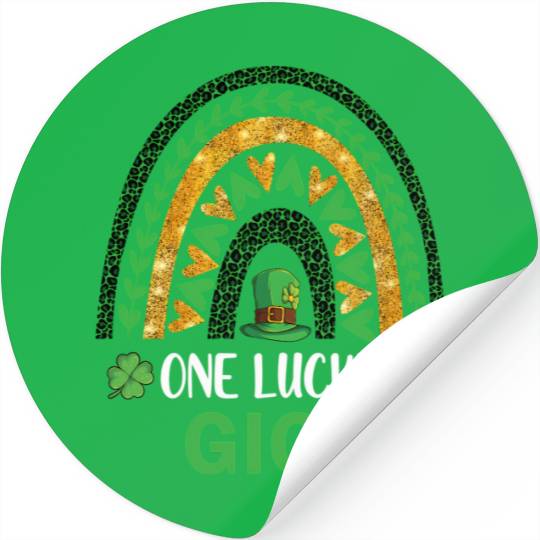 One Lucky Gigi St Patric Day Shamrock Rainbow Stickers