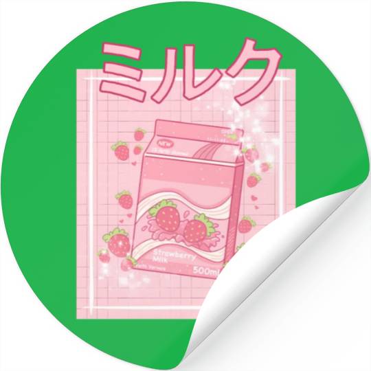 90S Japanese aii Strawberry Milk Shake Carton Stickers