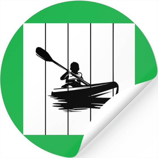 Man in a kayak boat rafting down a river Stickers