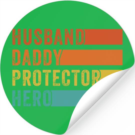 Retro Husband Daddy Protector Hero Fathers day Stickers