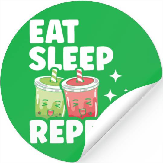 Eat Sleep Boba Tea Repeat Bubble Tea Lover Drinker Stickers