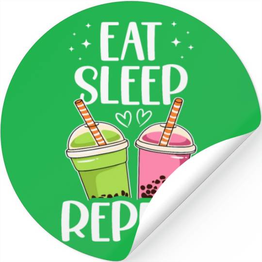 Eat Sleep Boba Tea Repeat Bubble Tea Lover Drinker Stickers