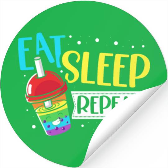 Eat Sleep Boba Tea Repeat Bubble Tea Lover Drinker Stickers