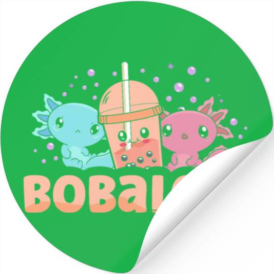 Bobalotl Bubble Tea Lover Boba Tea Drinker Axolotl Stickers