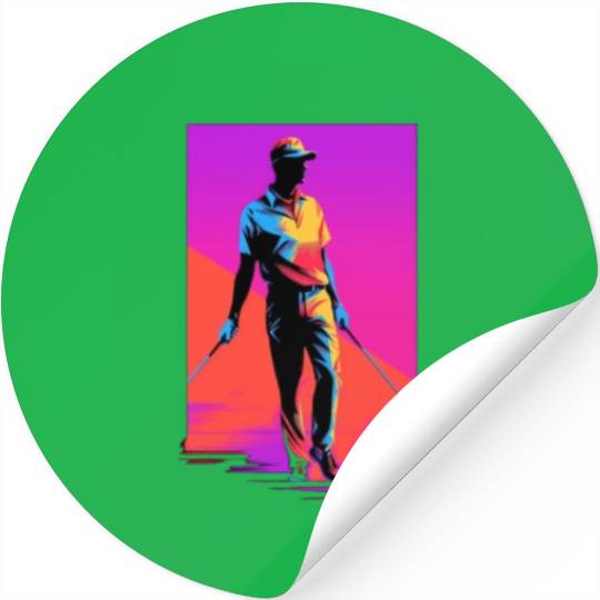 Golfer Golf Player Golfing 80s 90s Retro Stickers