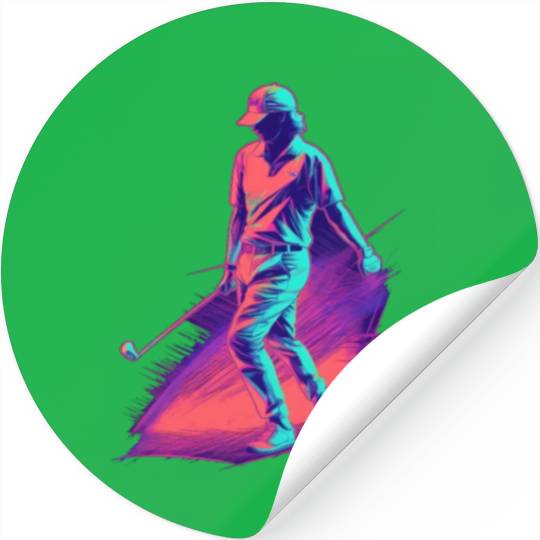 Golfer Golf Player Golfing 80s 90s Retro Stickers
