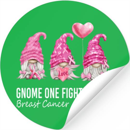 Gnomes In October We Wear K Gnome Breast Cancer Aw Stickers