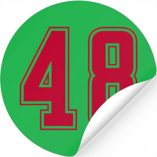 Red Number 48 Team Junior Sports Numbered Stickers