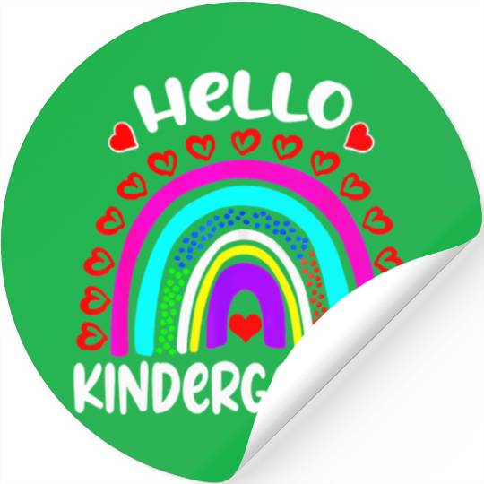 Hello Kindergarten Rainbow Heart Back To School Stickers