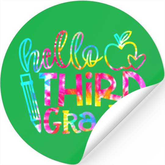Tie Dye Hello 3rd Grade Teacher Student Back To Stickers