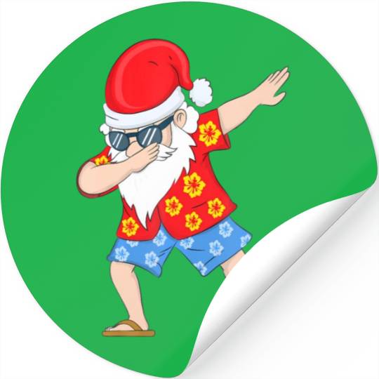 Christmas in July Santa Hawaiian Dabbing Santa Stickers