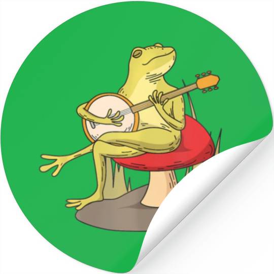 Cottagecore Aesthetic Frog Lover Banjo Player Stickers