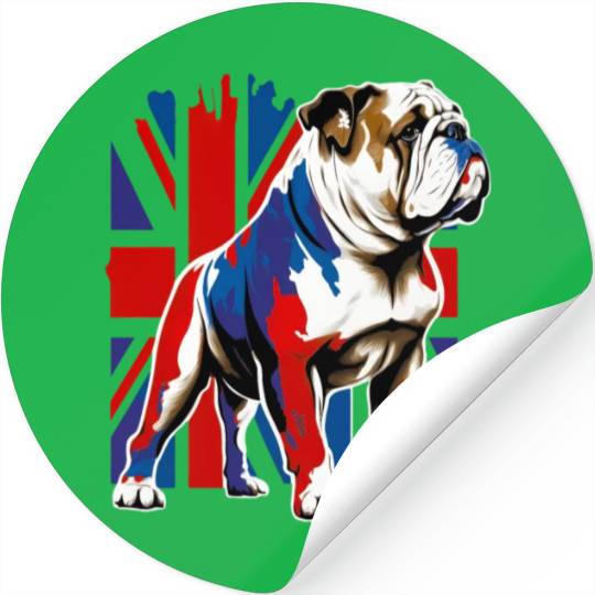 British Bulldog With Union Jack Flag King Charles Stickers