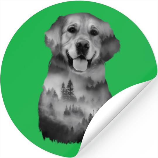 Dog Illustration Golden Retriever Dog Owner Dog Stickers
