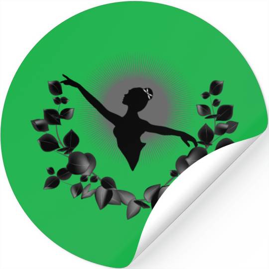 Ballerina silhouette with black eucalyptus Stickers