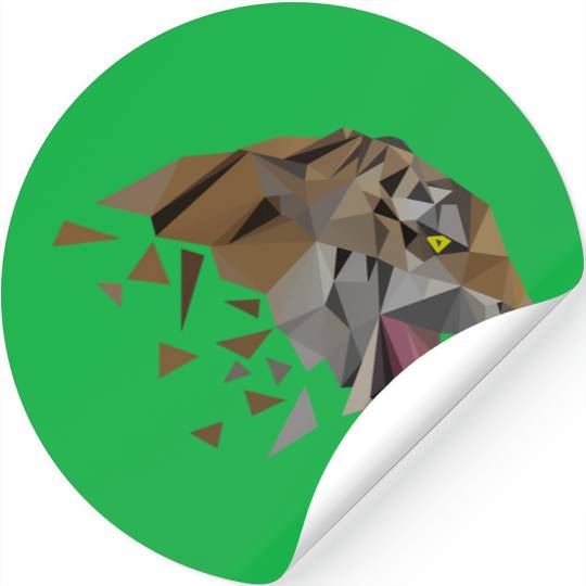 Low Poly Triangular Tiger Head Wild Animal Stickers