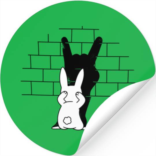 Rabbit Hand Shadow Rock And Roll Bunny Stickers