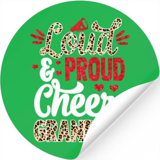 Cheer Grandma Biggest Fan Leopard Print And Pom Po Stickers