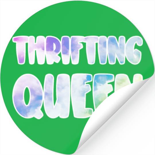Thrifting Queen pastel clouds Stickers