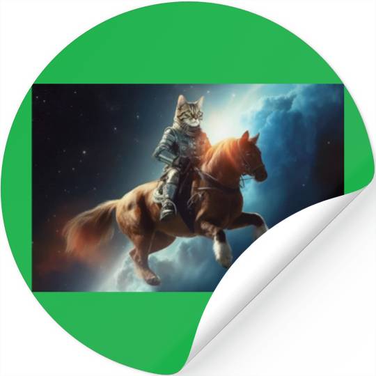 Tabby Cat Horse Rider Stickers