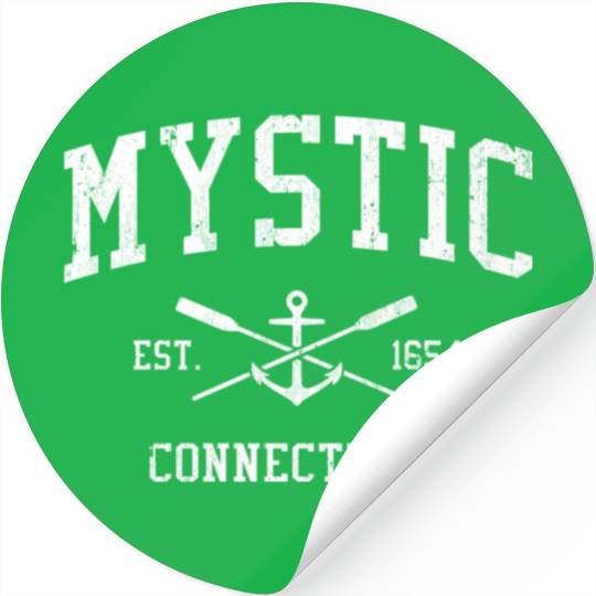 Mystic Ct Crossed Oars Boat Anchor Sports Stickers
