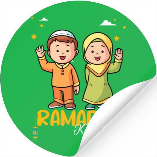 Happy Ramadan Mubarak Holy Month With Hijab Muslim Stickers