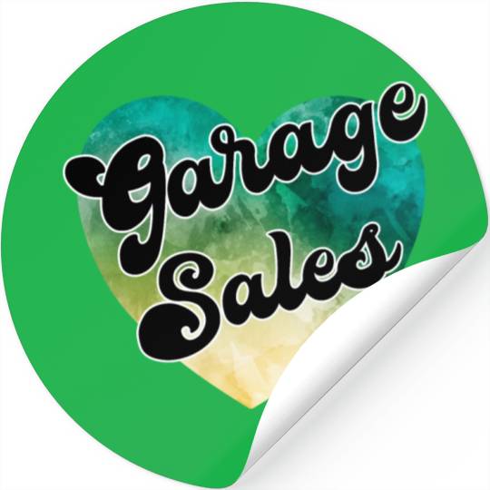 Garage Sales green yellow watercolor heart Stickers