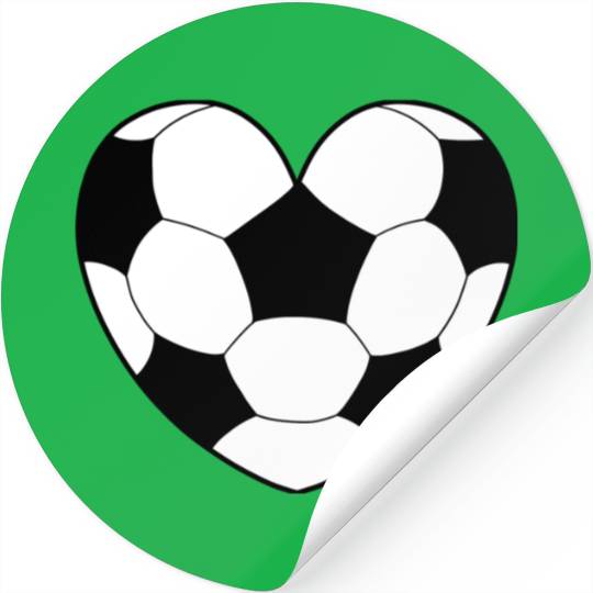 Soccer Ball Pattern Love Heart Stickers