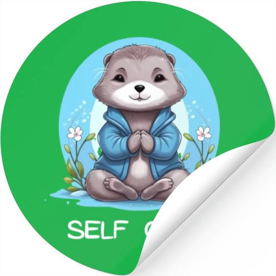 Yoga Meditation Jump-start your zen Otter Stickers