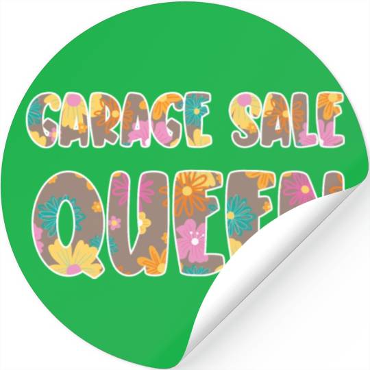Garage Sale Queen brown floral Stickers