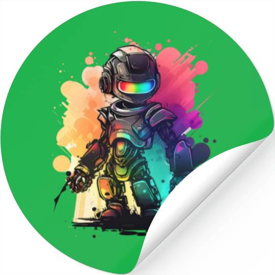 Retro Robot Cute Robotic Engineer Technology Stickers