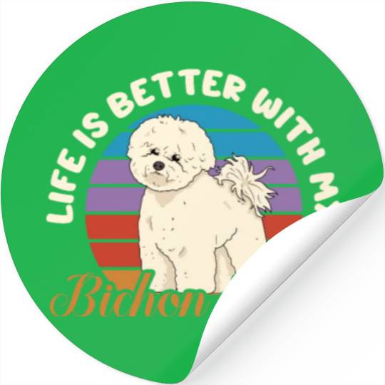 Life Is Better With My Bichon Frise Retro Vintage Stickers