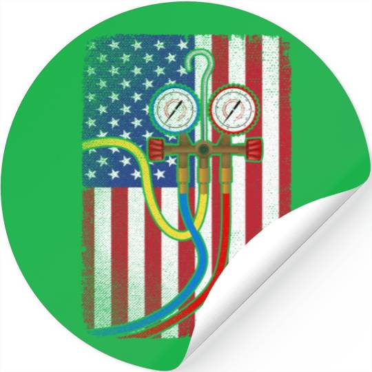 Patriotic HVAC Technician American Flag HVAC Tech Stickers