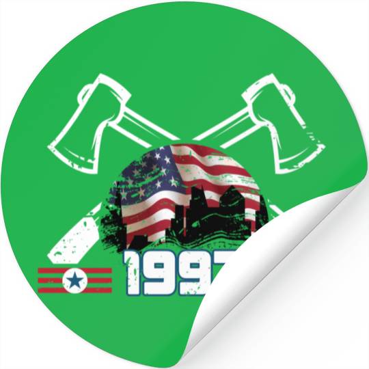 Fireman Firefighter Born In 1997 26 Usa Flag Stickers