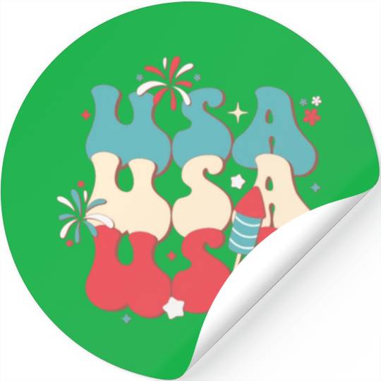 USA And Fireworks, Independence Day Stickers