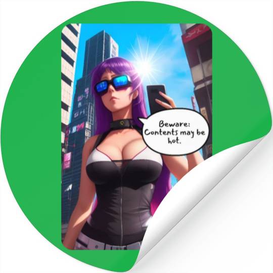 Cyberpunk Waifu Influencer Design 5 Stickers