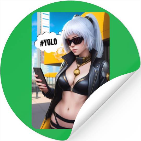 Cyberpunk Waifu Influencer Design 2 Stickers
