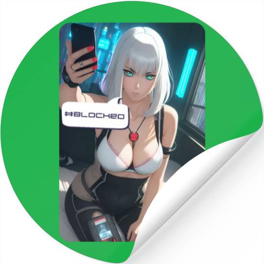 Cyberpunk Waifu Influencer Design 1 Stickers