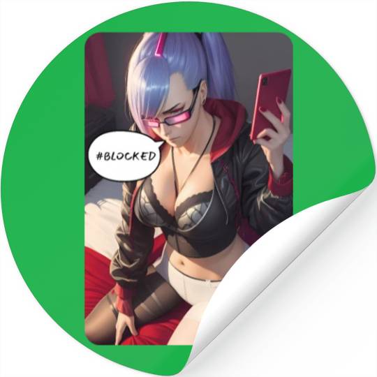 Cyberpunk Waifu Influencer Design 4 Stickers
