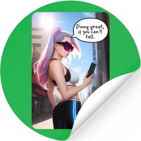 Cyberpunk Waifu Influencer Design 7 Stickers