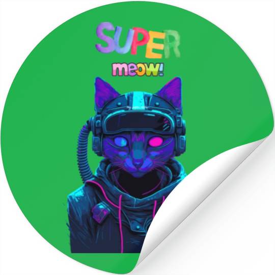 super meow Stickers, cute cat