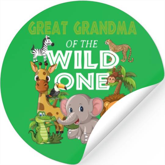 Great Grandma of the Wild One Zoo Birthday Safari Stickers