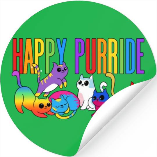 Happy Purride LGBTQIA+ Cats Colorful Cat Stickers