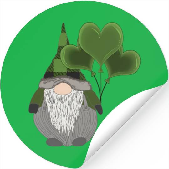 Irish Gnome St Patricks Day Heart Balloons Stickers