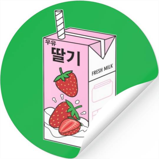 K Pop Strawberry Milk Drink Korea Kpop Korean Stickers